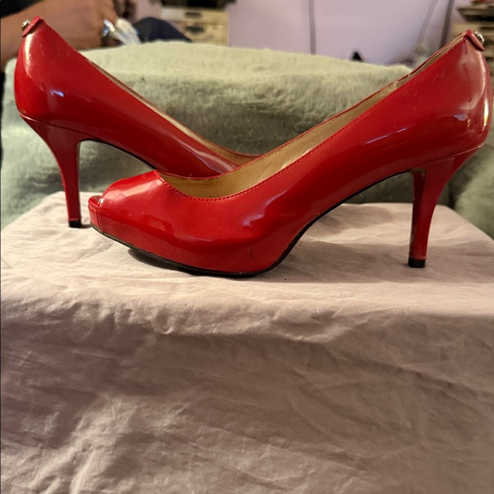 Michael Kors Vibrant Red Peep Toe Heels